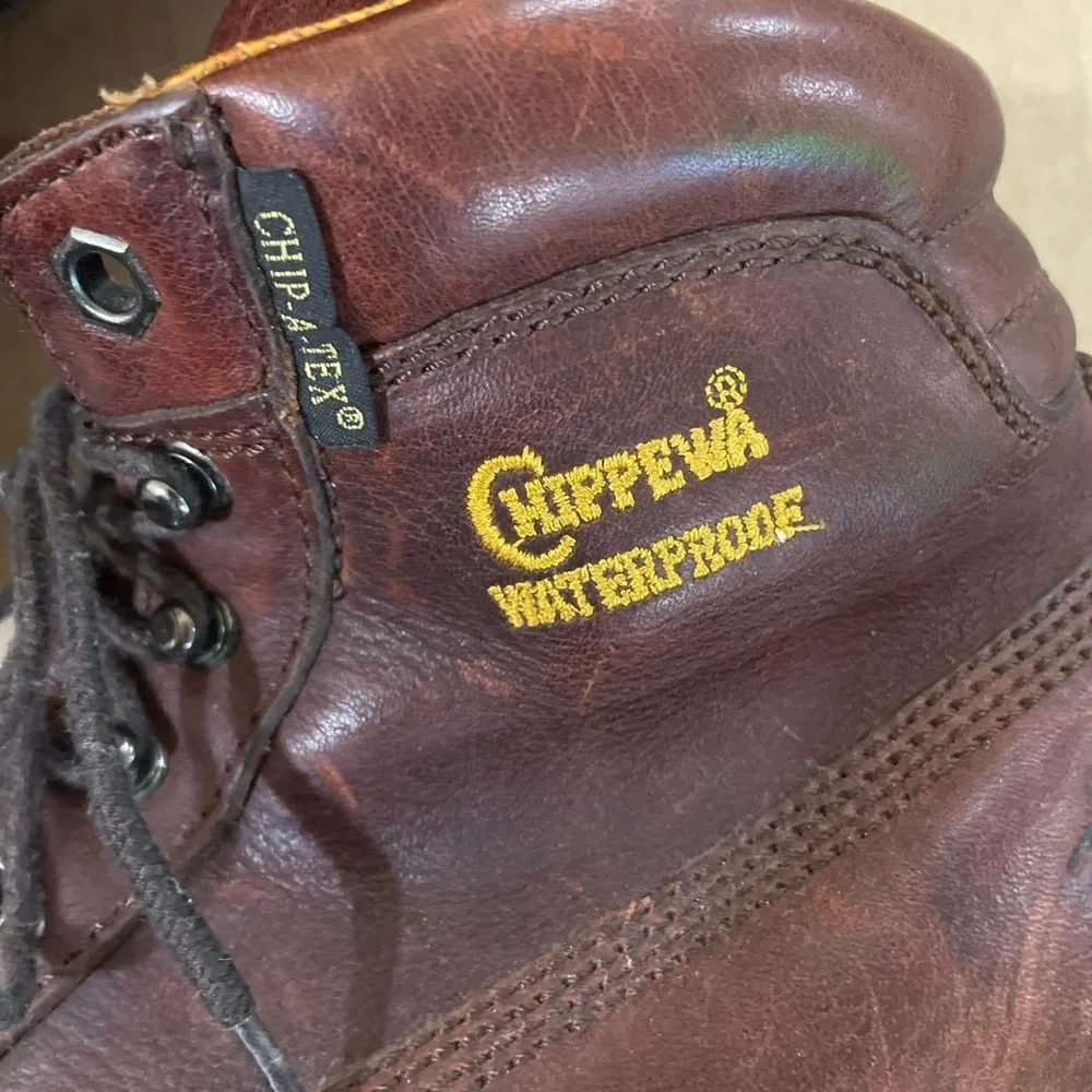 Chippewa Brown Leather Waterproof Work Boots